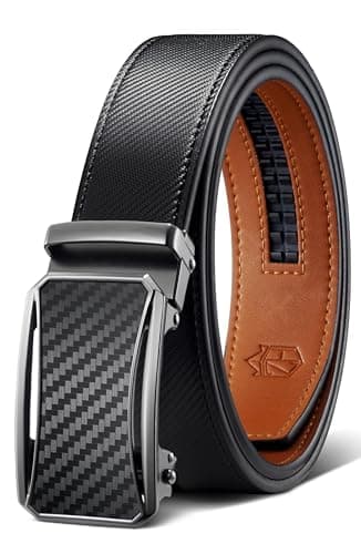 Zitahli Mens Belt Leather - Ratchet Belt for Men Dress Pant Shirt Oxfords,Micro Adjustable Black Brown Belt,Trim To Fit 26"-32"