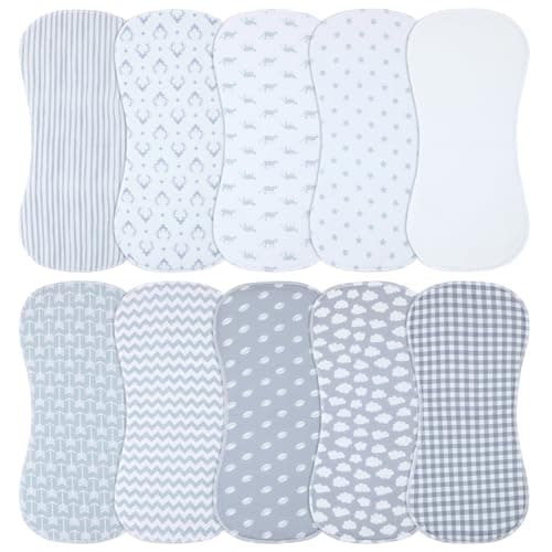 Benoxine 10-Pack Burp Cloths for Baby Boys and Girls - Organic Baby Burp Cloth,Baby Washcloths, Burp Rags, Large Neutral Burp Clothes for Newborn