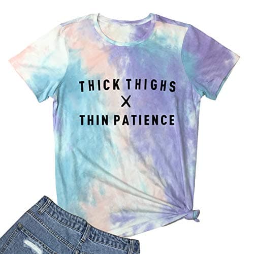 YITAN Women Graphic Tie Dye Tee Shirts Blue Purple Red Medium