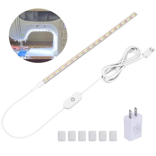Hanbaak Sewing Machine LED Light Strip, Adhesive LED Sewing Strip Light with Touch Dimmer, 11.8in Sewing Light Strip and 6.6ft USB Cable, Cold White 6500K