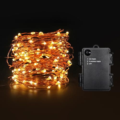 Timer Blinking Tiny Led Fairy Lights,1 Pack Mini Battery Powered Copper Wire Starry Small Flashing Battery Operated String Light for Bedroom,Christmas,Parties,Wedding,Gift Decor(5m/16ft Warm White)