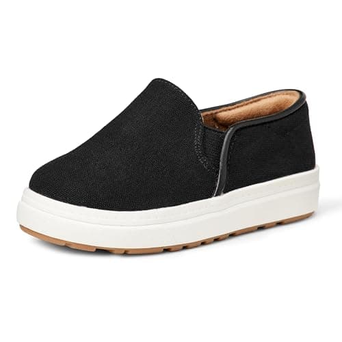 Amazon Essentials Unisex Toddlers' Slip-on Sneakers for Boys and Girls, Black Canvas, 7 Toddler