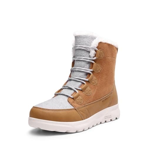 DREAM PAIRS Women's Winter Snow Boots Lace Up Warm Comfortable Faux Fur Lining Outdoor Ankle Booties,Size 9,Chestnut,SDSB2311W