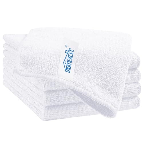HOMEXCEL White Cleaning Rags 5 Pack, Highly Absorbent Microfiber Cleaning Cloth for Kitchen, Lint Free, Scratch-Free, Reusable Microfiber Towels for House, Window and Glass, Cars, 11.5 X11.5 inch