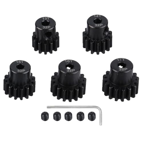 5Pcs Metal Steel 32P Pinion Gear Sets 13T 14T 15T 16T 17T with Hex Key for 1/10 Crawler Truck Traxxas Arrma HSP HPI AXIAL Tamiya LOSI RC Car Upgraded Parts (13T 14T 15T 16T 17T)