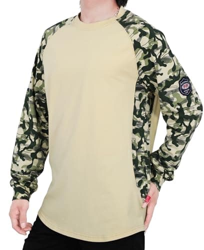 BOCOMAL Men's FR Shirts 6oz Midweight Crew Neck Long Sleeve NFPA2112 CAT2