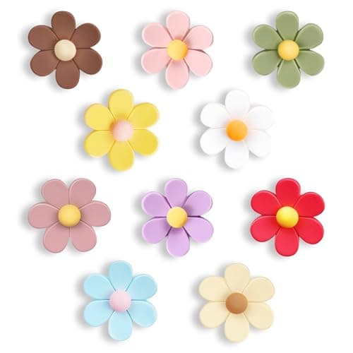 DUJEQM Fridge Magnets - 3D Flower 10 Colors Strong Magnets, Small Mini Magnets for Whiteboard, Kitchen,School,Classroom,Locker & Crafts - Cute Decorative Heavy Duty Refrigerator Magnet (10Pcs, Medium)