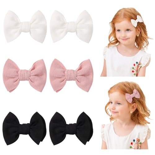 Choicbaby 6 PCS Baby Hair Clips 3” Fabric Girl Hair Bows Baby Barrettes Accessories with Alligator Clips for Toddlers Kids Infant