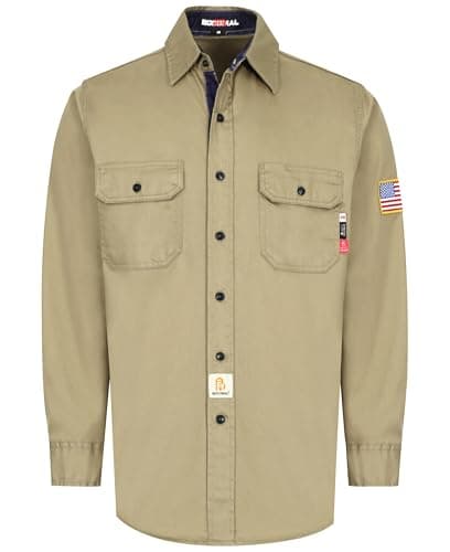 BOCOMAL FR Shirts for Men Button Down Lightweight Contrast Welding Workwear