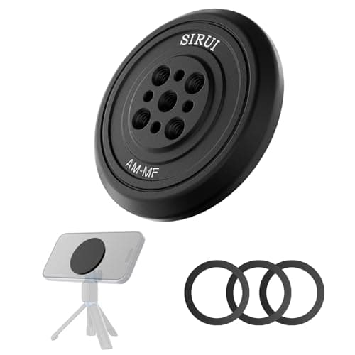 Sirui Magnetic Phone Tripod Mount Adapter with 3 Adhesive Rings Compatible with MagSafe for iPhone 15, 14, 13, and 12 Series, Magnetic Phone Holder for Tripod, Selfie Stick, Magic Arm, AM-MF