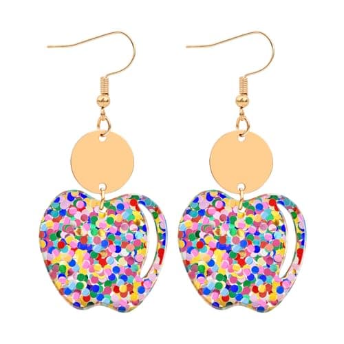 Teacher's Earrings for Women - Cute Pink Apple Earrings for Teacher Appreciation Day Birthday Gifts