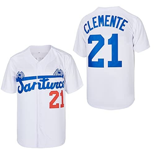 Men's #21 Roberto Clemente Baseball Jersey Santurce Crabbers Puerto Rico Baseball Shirt Stitched White Size M