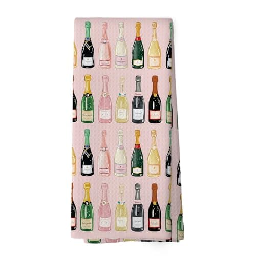 Mcehtle Pink Champagne Lover Gift Kitchen Towels, Champagne Accessories Bar Hand Towel, Trendy Alcohol Bottles Cocktail Gift Champagne Bachelorettes Girly Room Decorative Tea Dish Towels 16x24 Inch