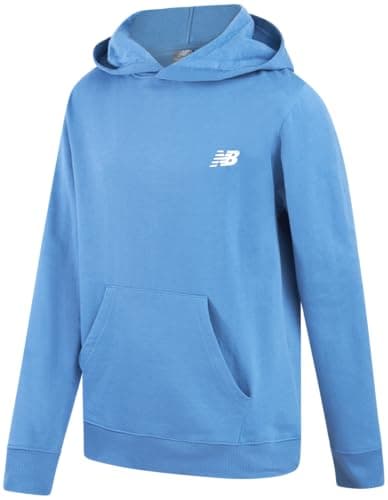 New Balance Boys Hoodies - Athletic Fleece Pullover Boys Hoodie Sweatshirts with Pockets and Back Graphic Print (8-20), Size 10-12, Blue/Laguna