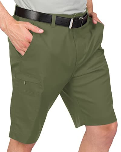 Cargo Golf Shorts for Men - Dry Fit, Large Pockets, Lightweight, Moisture Wicking, 4-Way Stretch Olive Green