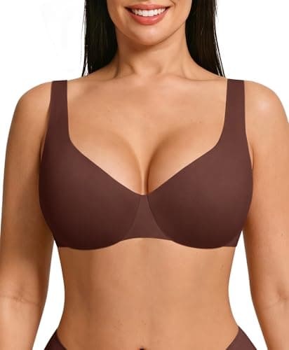 FeelinGirl Women's Underwire Bra Unlined No Padded Plunge Bra Everyday Wear