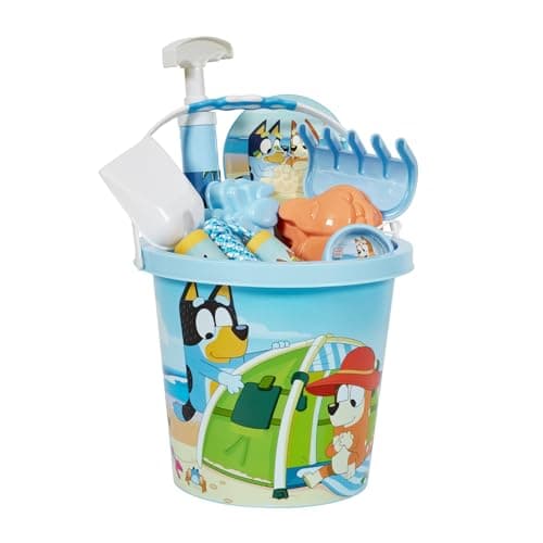 Little Kids Bluey Beach Toys Set | 9pc Sand Toys & Beach Bucket | Ages 3-10