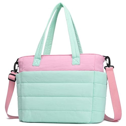 AOCINA Puffer Tote Bag for Women Work Lightweight Puffy Quilted Tote Laptop