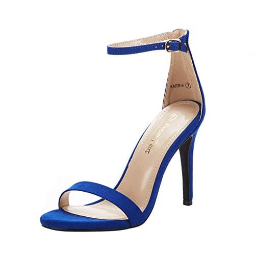 DREAM PAIRS Women's High Heels Flower Ankle Strap Stilettos Round Open Toe Dressy Sexy Sandals,Size 5,Royal/Blue,KARRIE