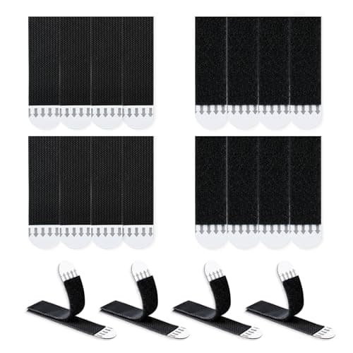 LLPT Picture Hanging Strips Detachable | 8 Pairs (16 Strips) | Small 0.59" x 2" | Picture Hangers Without Nails | Removable Wall Adhesive Strips | for Wall Posters Photos (SB1558) | Black