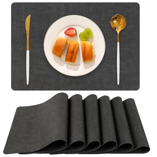 Boobezeen Faux Leather Placemats Set of 6 (Dark Grey)
