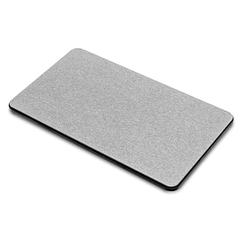 madesmart Drying Stone Dish Mat, Ultra-Fast Drying Mat for Dishes & Glassware, Diatomaceous Earth, Absorbs Water Instantly, Non Slip Base, Carbon