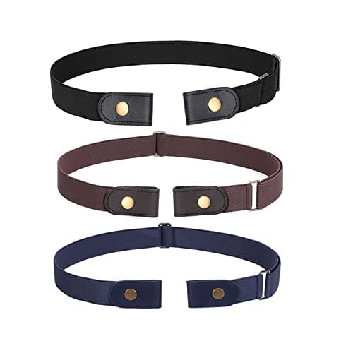 WERFORU 3 Pack No Buckle Stretch Belt for Women and Men Elastic Waist Belt up to 72 Inches for Jeans Pants (Z-black+coffee+blue, Pants Size 52"-72")