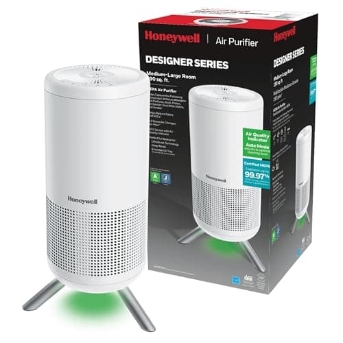 Honeywell HEPA Air Purifier for Home, 900Ft² Rooms in 1 hour, Designer Series, Auto Mode, UltraQuiet Tech, Reduces Dust, Pollen, Pet Dander, Smoke, Odors, White, HPA830W