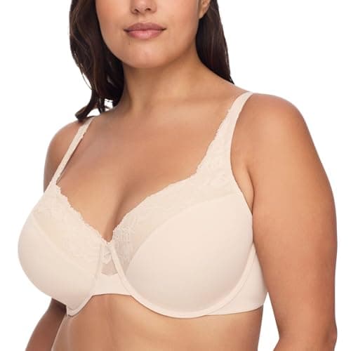 Olga Women's Plus-Size Cloud 9 Underwire Contour Bra with Lace Bra, Butterscotch, 36C