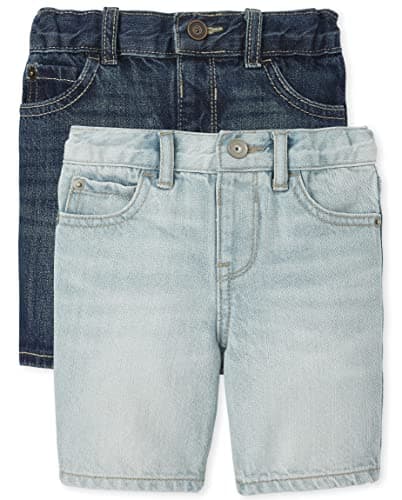 The Children's Place Baby Boys' and Toddler Denim 5-Pocket Shorts, Rigid Dark Wash 2-Pack, 2T