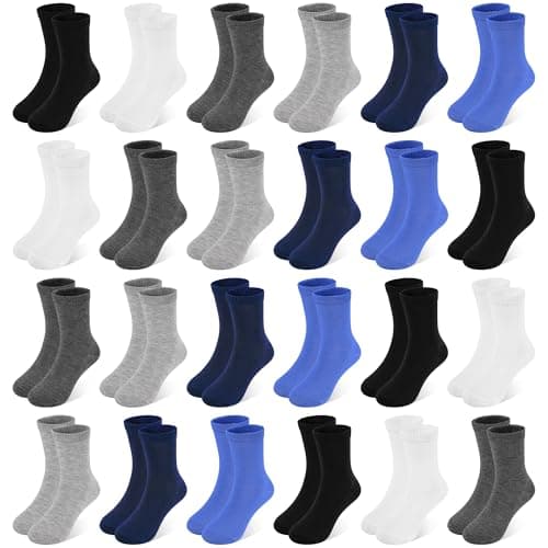 GENTABY 24 Pairs Kids Socks Boys Crew Socks for Girls 2-4 Years