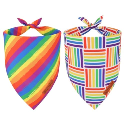 ADOGGYGO Rainbow Dog Bandana, Reversible Pride Bandana for Dogs, Large