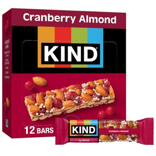 KIND Healthy Snacks Bars, Cranberry Almond, Gluten Free, High Fiber Snacks, 5g Protein, 12 Count