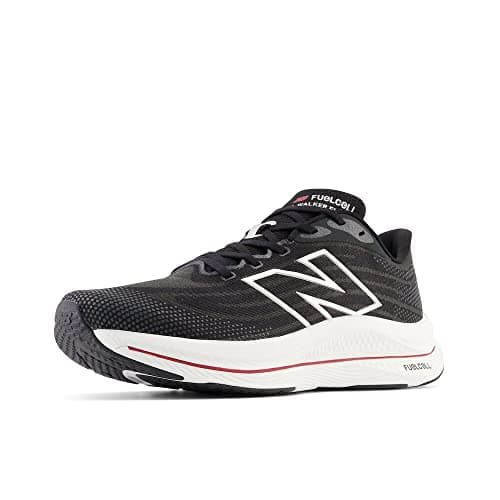 New Balance Men's FuelCell Walker Elite V1 Walking Shoe, Black/Team Red/Silver, 7 W