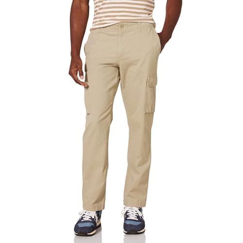 Amazon Essentials Men's Slim-Fit Stretch Cotton Twill Cargo Pants (Available in Big & Tall), Khaki Brown, 28W x 32L