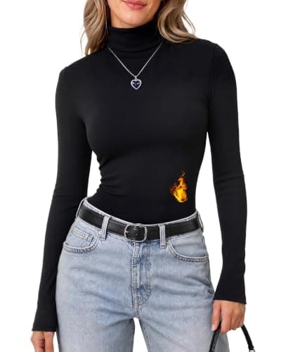 Turtleneck Tops for Women - Thermal Long Sleeve Shirts Fall Winter Clothing