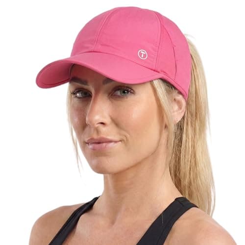 TOP-EX Womens High Ponytail Baseball Cap Cooling UPF 50 Summer Waterproof Sun Hat for Running Golf Tennis Sports Foldable Hot Pink XS