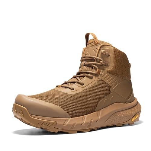 NORTIV 8 Men's Waterproof Military Tactical Work Boots Leather Motorcycle Combat Lightweight Non-Slip Hiking Boots for Men VaporGuard,Size 7.5,Coyote,SNMT246M
