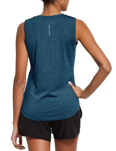 baleaf Workout Tank Tops for Women Running Athletic Shirts Heather Blue L