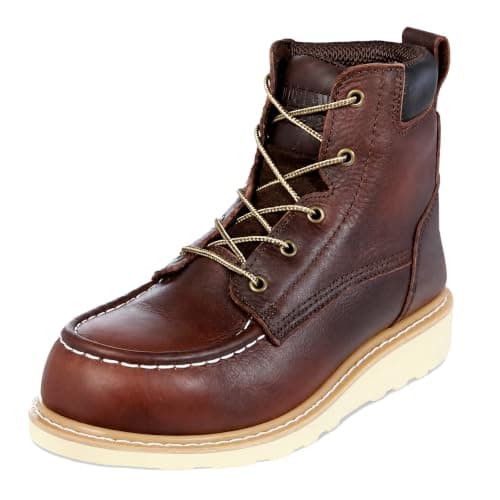 EVER BOOTS Mens Steel Toe Wedge Moc Toe Boots Oil Slip Resistant 7