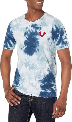 True Religion Men’s Buddha Logo Crew Neck Tee Shirt – T Shirts for Men, Graphic Tees, Ocean Waves, Small