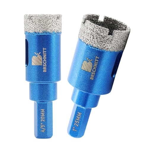 Dry Diamond Core Drill Bit Set,BRSCHNITT 4/5"&1" Diamond Hole Saw Core Drill Bit with Hex Shank for Porcelain Tile Ceramic Stone Granite Marble