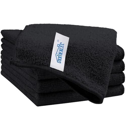 HOMEXCEL Black Cleaning Rags 5 Pack, Highly Absorbent Microfiber Cleaning Cloth for Kitchen, Lint Free, Scratch-Free, Reusable Microfiber Towels for House, Window and Glass, Cars, 11.5 X11.5 inch