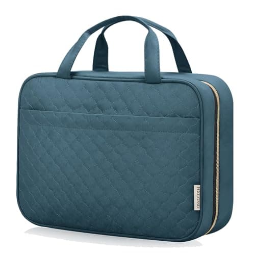 HXLGMD Travel Size Toiletry Bag for Women, Portable Cosmetic Bag with Hanging Hook, Travel Essentials Water-resistant Makeup Organizer for Accessories, Shampoo, Full-size Container, Toiletries
