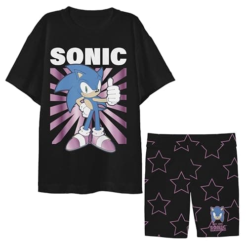 Bioworld Sonic Youth Girls Basic Tee & Biker Short Set-XL