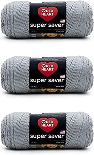 Red Heart Super Saver Yarn for Crocheting & Knitting, Dusty Gray, 3-Pack