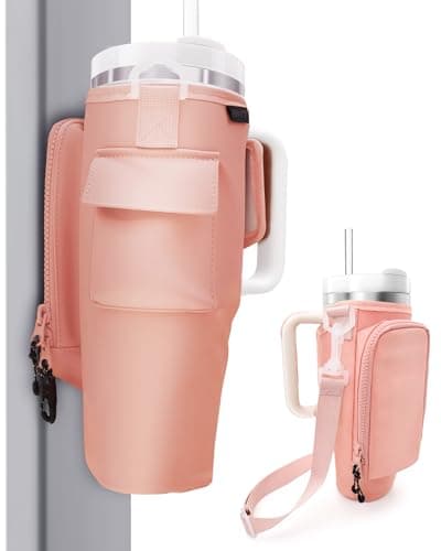 Magnetic Gym Bag for Stanley Cup, 30 & 40 oz Stanley Carrier with Strap, Magnetic Water Bottle Holder for Women & Men, Cool Gym Stuff, Compatible with Simple Modern (Pink)