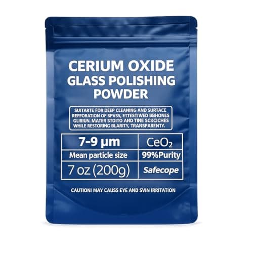 7oz (200g) 99% Cerium Oxide Glass Polishing Powder (7-9 Um) – Removes: Oil Films, Water Spots, Swirl Marks, Wiper Streaks, Removes Fine Scratches & Deep-Cleans Glass Surfaces.