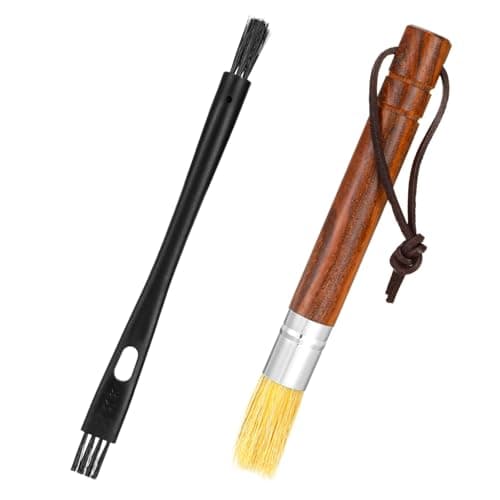 QFGasre 2Pcs Coffee Machine Cleaning Brush Espresso Brush Tools Accessories Wooden Handle and Natural Bristles Cleaning Tool Used on Group Heads Shower Screen Portafilter Home Kitchen