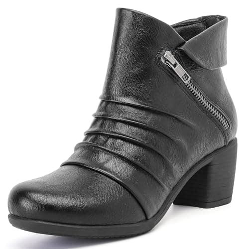 Ruiee Ankle Boots for Women Fashion Heeled Booties. 240303 BK PU 6